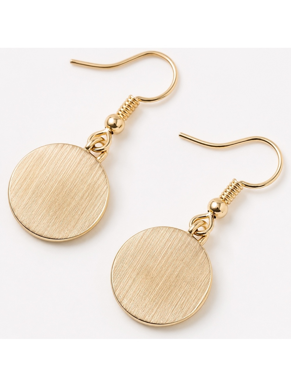 18k Yellow Gold-Plated Crushed CZ Mosaic Round Drop Earrings - Picture 5 of 6